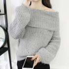 Fold Over Off-shoulder Sweater