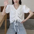 V-neck Drawcord Ruched Top