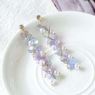 Faux Pearl Butterfly Dangle Earring 1 Pair - As Shown In Figure - One Size