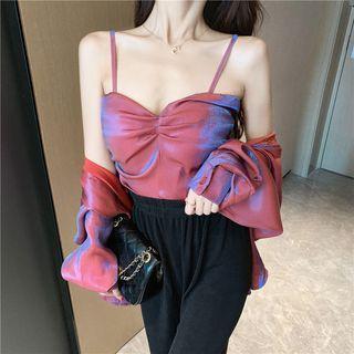 Metallic Loose-fit Shirt / Camisole Top / Plain Loose-fit Pants