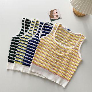 Square-neck Color-block Striped Tank Top