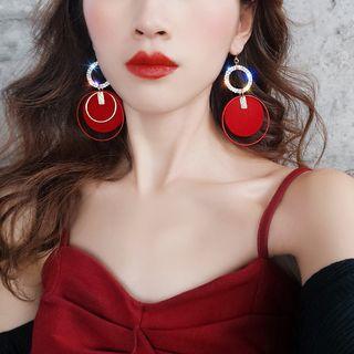 Rhinestone Hoop Drop Earring 1 Pair - Red - One Size