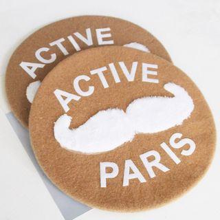 Lettering Moustache Beret Camel - One Size