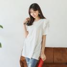 Frill-shoulder Cotton T-shirt