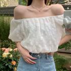 Puff-sleeve Off-shoulder Printed Shirt