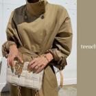 Funnel-neck Cotton Trench Coat