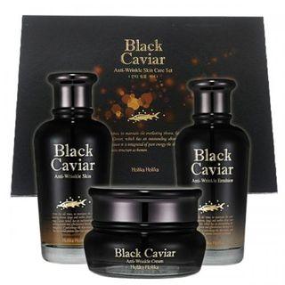 Holika Holika - Black Caviar Anti-wrinkle Special Set: Skin 120ml + Emulsion 120ml + Cream 50ml 3pcs