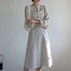 Plaid Tweed Midi Overall Dress