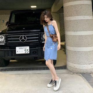 Denim Cropped Camisole Top / Denim Skirt