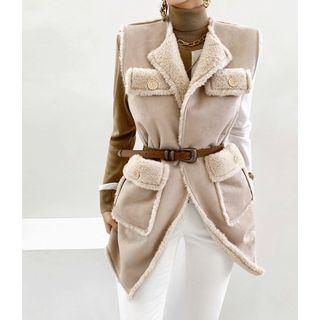 Open Long Faux-shearling Vest