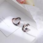 Leopard Print Heart Acrylic Earring 1 Pair - Light Brown & Black - One Size