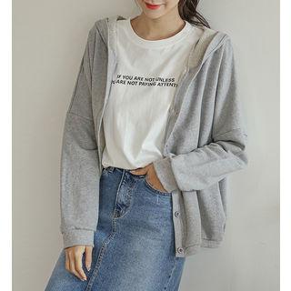 Hooded Drop-shoulder Cotton Cardigan