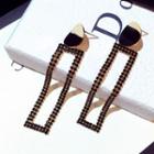 Rhinestone Square Drop Earring Gold - One Size