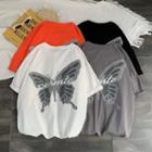 Short-sleeve Oversize Butterfly Printed T-shirt