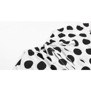 Dotted Short-sleeve Blouse / A-line Dress