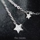Rhinestone Star Necklace S925 - 1 Pair - Star & Moon - One Size