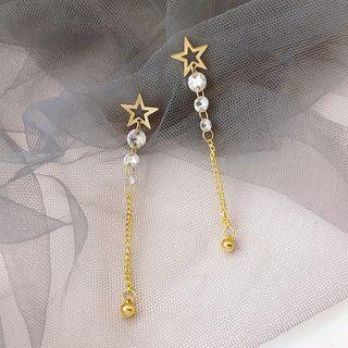 Rhinestone Star Fringe Dangle Earring 1 Pair - One Size