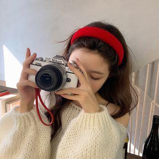 Plain Flannel Headband Red - One Size