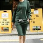 Set: Round-neck T-shirt + Drawstring-waist Skirt