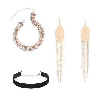 Sequined Fringed Earrings / Necklace