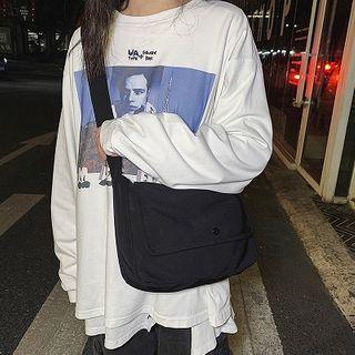 Plain Flap Crossbody Bag Black - One Size