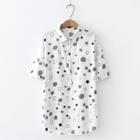 Dotted Short-sleeve Collared Top White - One Size