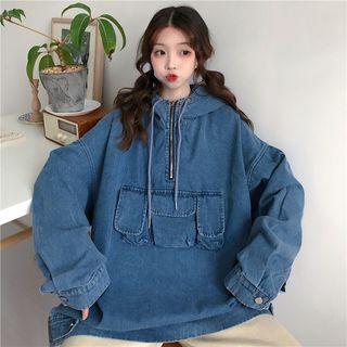 Denim Zip Pullover