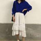 Oversized Shirt / Tiered Midi Skirt