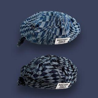 Checker Denim Beret Hat