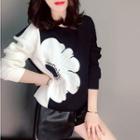 Floral Print Two-tone Sweatshirt