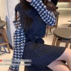 Houndstooth Panel Sweater Dress