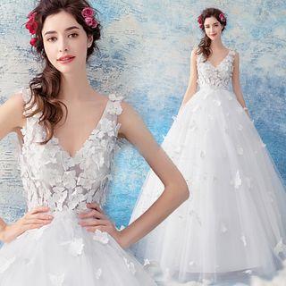 Sleeveless Embroidered Ball Gown Wedding Dress