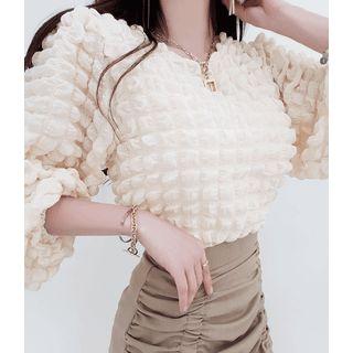 Bishop-sleeve Embossed Blouse