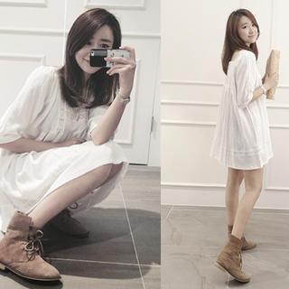 Square-neck Lace-trim Tunic