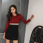 Color-block Slim-fit Knit Dress