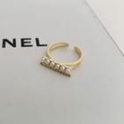 Rhinestone Faux Pearl Alloy Ring Gold - One Size