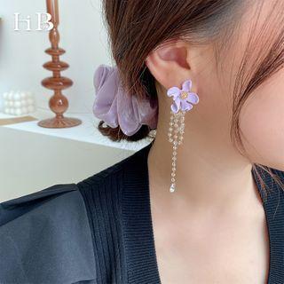 Alloy Flower Faux Crystal Fringed Earring 1 Pair - Gold - One Size