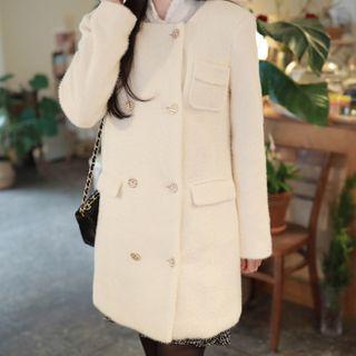 Square-neck Flap-pocket Coat