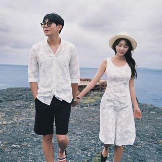 Couple Matching Embroidery Shirt / Sleeveless Dress