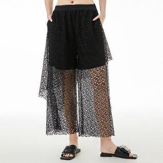 Layered Lace Wide Leg Pants