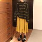 Striped Sweater / Midi Tiered Skirt