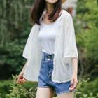 Embroidered Elbow-sleeve Chiffon Jacket