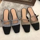 Cap-toe Houndstooth Panel Mules