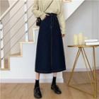 High-waist Slit A-line Denim Maxi Skirt