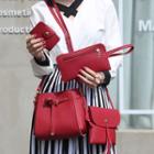 Set: Faux-leather Shoulder Bag + Key Case + Long Wallet
