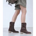 Embroidery Suedette Short Boots