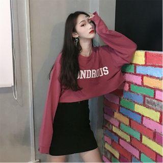Over Size Printed Letter Long-sleeved Top