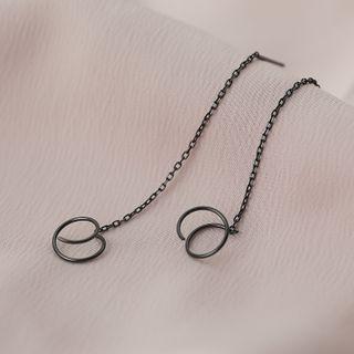 925 Sterling Silver Drop Earring 1 Pair - Black - One Size