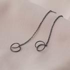 925 Sterling Silver Drop Earring 1 Pair - Black - One Size