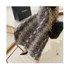 A-line Long Python Skirt Gray - One Size